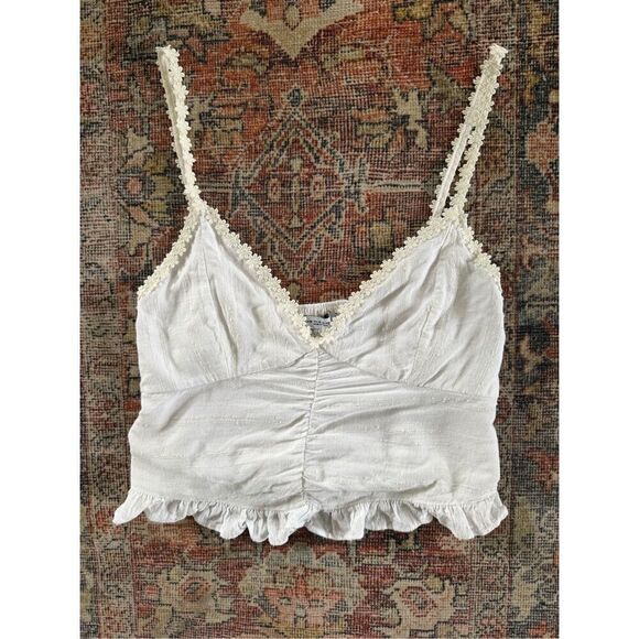 Zara Medium White Daisy Crop Top Cami - Picture 1 of 1